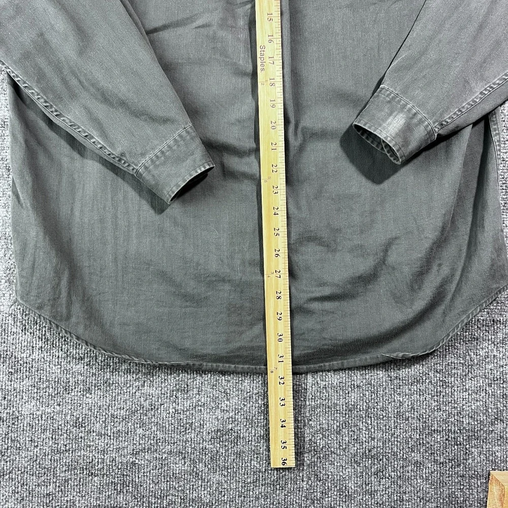 VTG 90s Structure Men's Large Dark Gray Long Sleeve 100% Cotton Button-Up Shirt - Picture 8 of 11